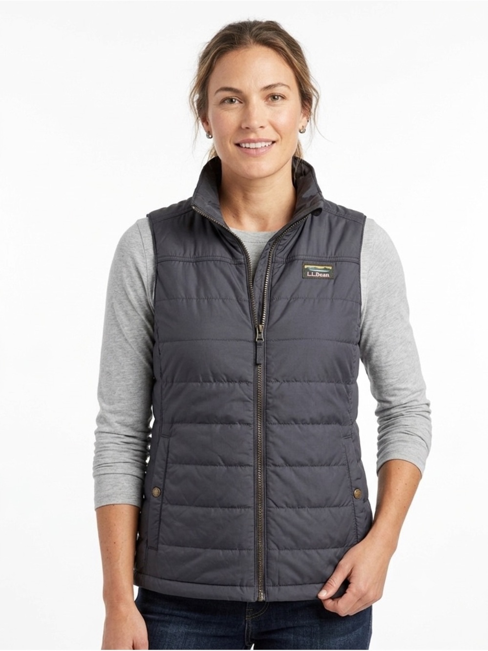 L.L.Bean Mountain Classic Puffer Vest Charcoal Grey - Small Regular/Low-Puff
